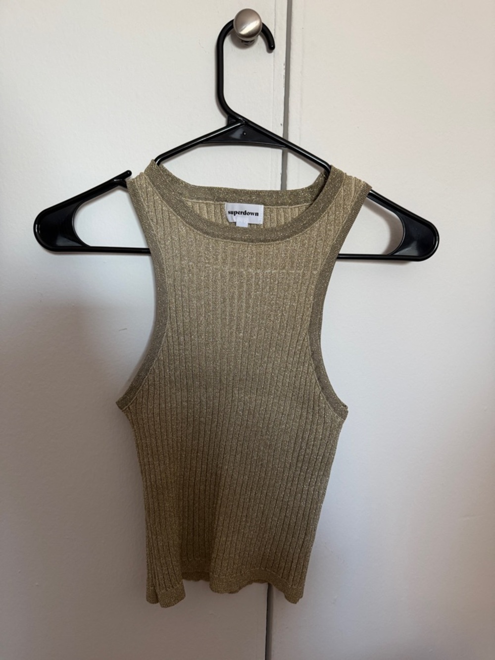 superdown Olive Shimmer Ribbed Tank Top